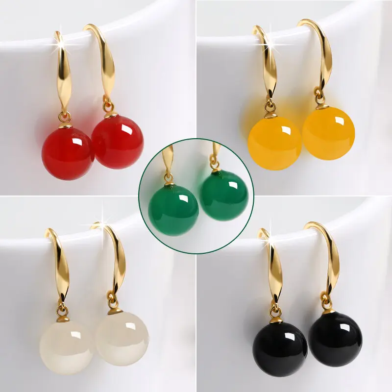 Bông Tai Thả Bạc Sterling, Thiết Kế Ngọc Bích Và Abalone, Chống Dị Ứng, Móc, Phong Cách Cổ Điển Cao Cấp, Trang Phục Hàng Ngày, Thời Trang Tươi Mới, Trang Sức Nữ, 999 1