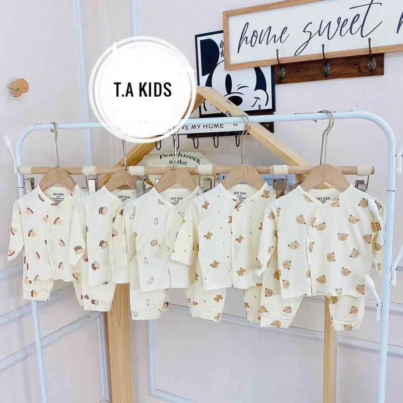 Combo 3b-5b Bộ sơ sinh dài tay chất thun lạnh petit bảng màu Hàn Quốc cho bé trai và bé gái size từ 3-9kg Jean