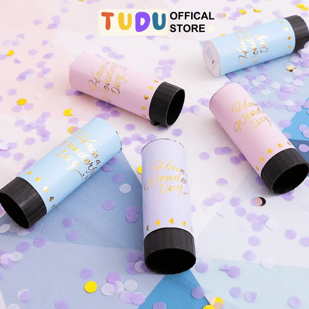Pháo giấy lọ mini giấy kim tuyến lấp lánh ăn mừng tiệc sinh nhật siêu vui vẻ Tudu