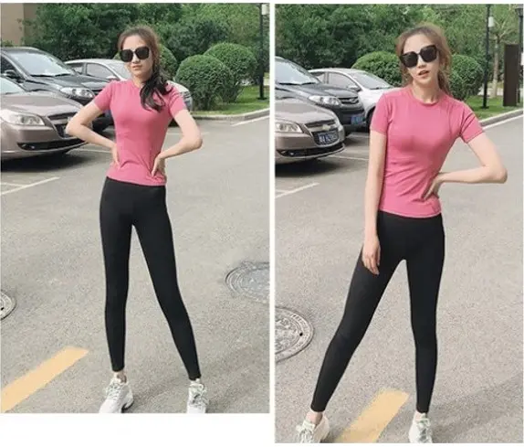 Set đồ Tập Gym, tập yoga, Tập Thể Dục, chạy bộ nữ S031. Bộ quần áo thể thao 2 món gồm áo thun thiết kế body và quần dài trơn cạp cao, dáng legging mặc tôn dáng