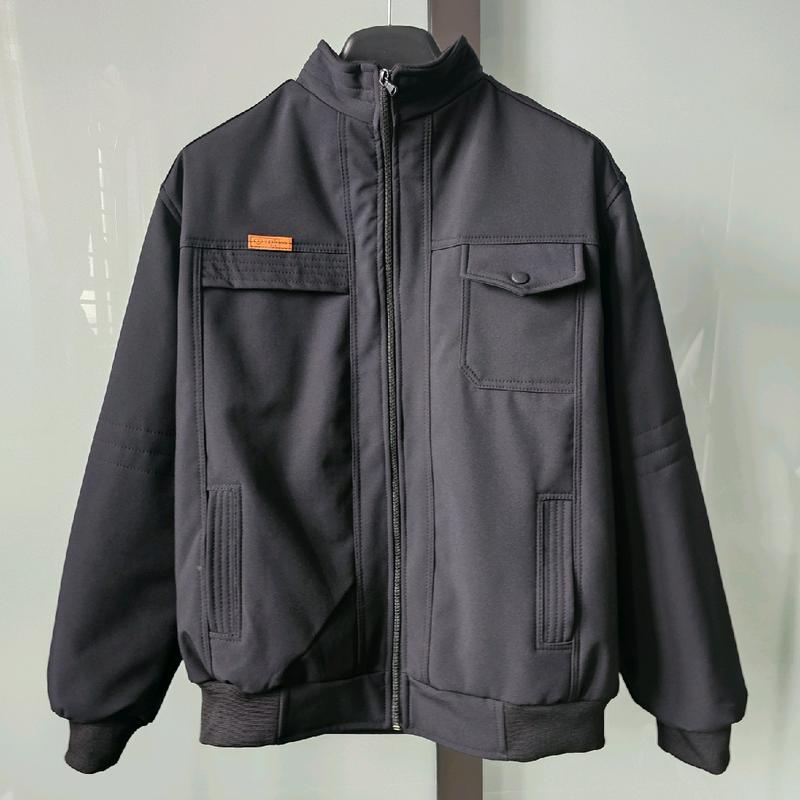 Áo khoác nam trung niên lót lông dành cho người từ 55 đến 65 kg Menswear Jacket Màu Đen Nhung Có Túi