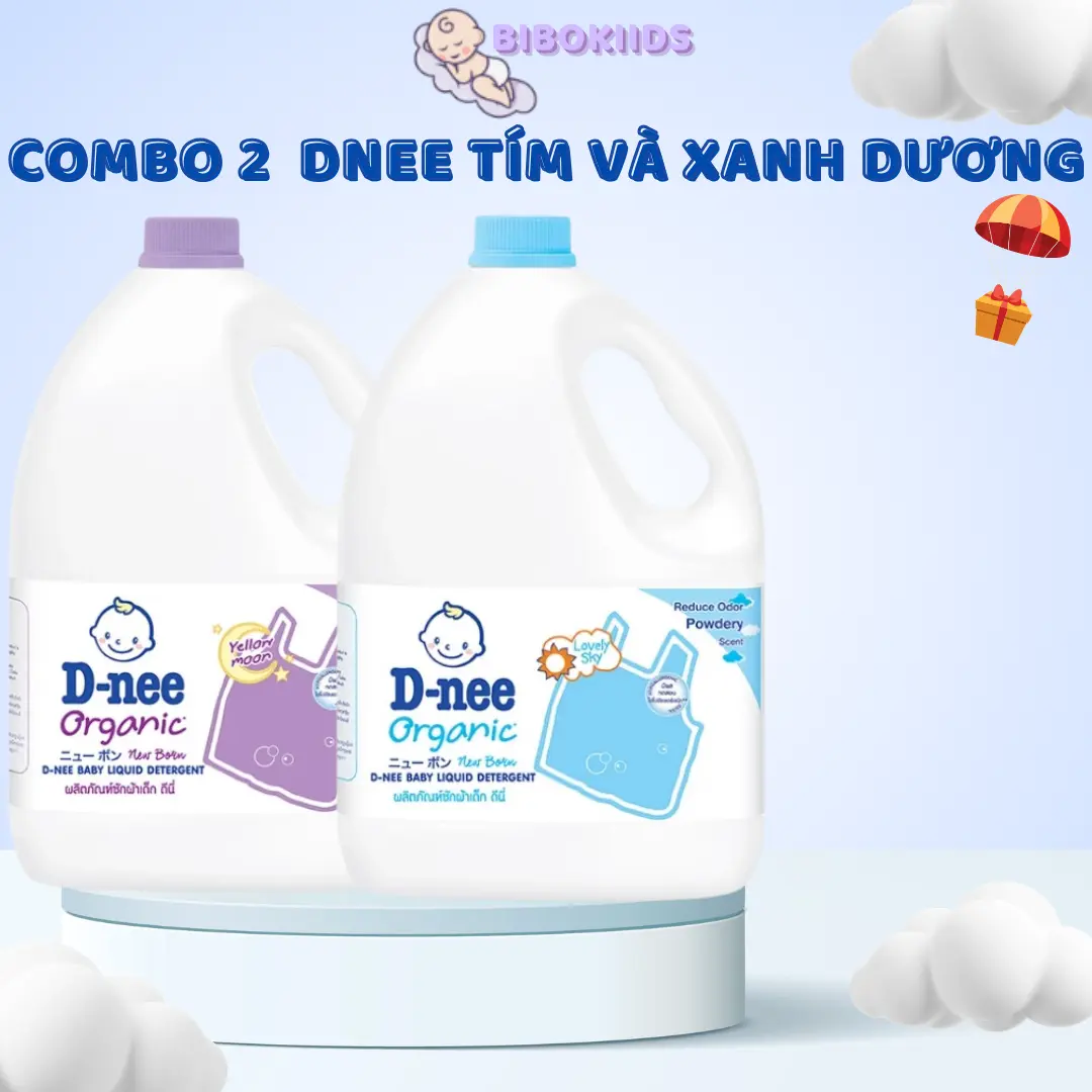 Combo 2 can nước giặt dnee xanh dương và tím