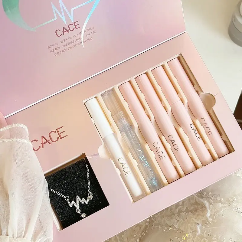 Bộ Son Môi, Hộp Quà 6 Chiếc, Hoàn Thiện Lì Nhung, Son Môi Bùn, Son Bóng, Không Làm Mờ, Dành Cho Cổ Áo, Thích Hợp Làm Quà Tặng Cosmetic Women Nữ Mỹ Phẩm Trang Điểm 0