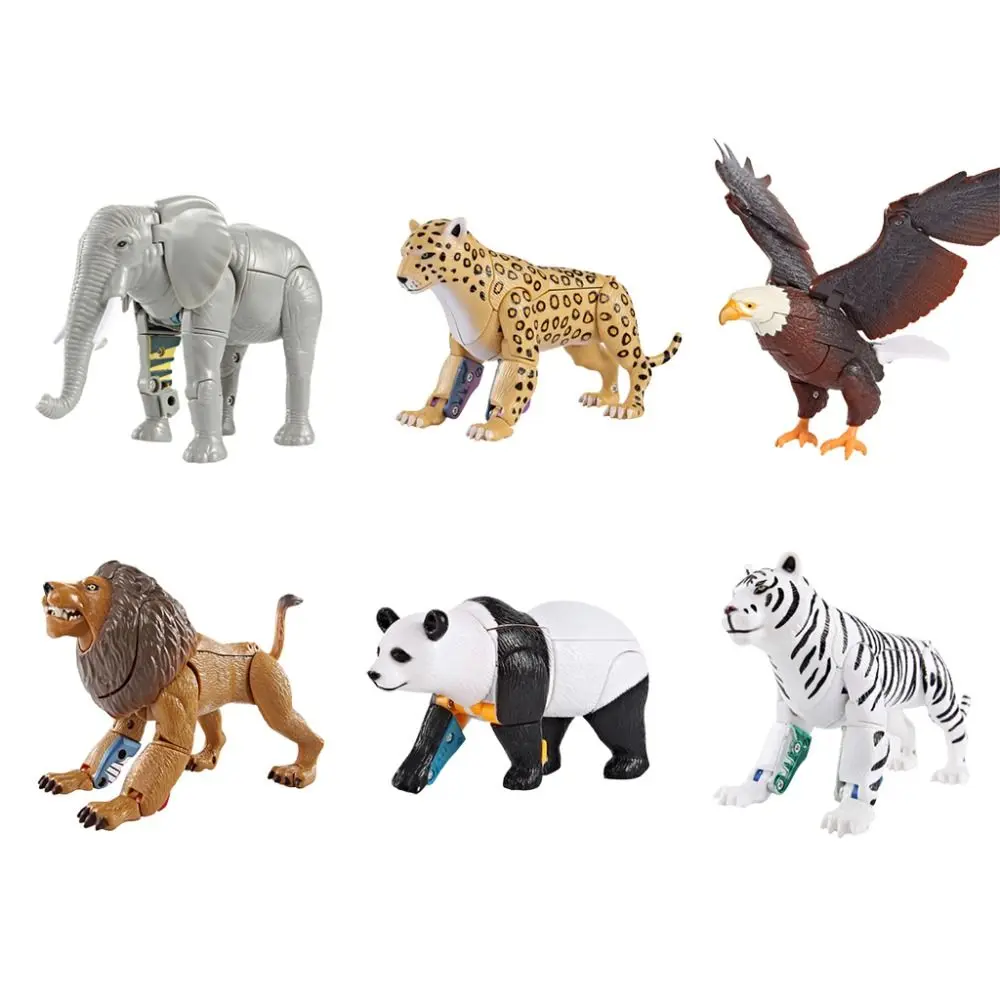 Cool Toy Lion Elephant Transform Animals Robot Zoo Tiger Educational Deformation Action Figure ABS Plastic Model Toy Model Transformation Toy Children Gifts