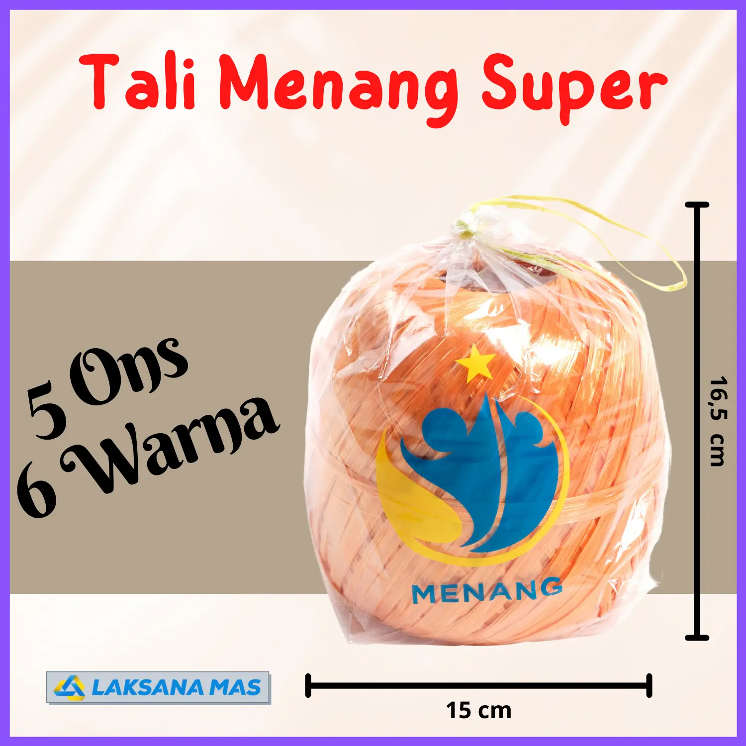 Tali Rafia Plastik Laksanamas Merek Menang Super Warna Oren di Jakarta/Depok/Tangerang/Bekasi
