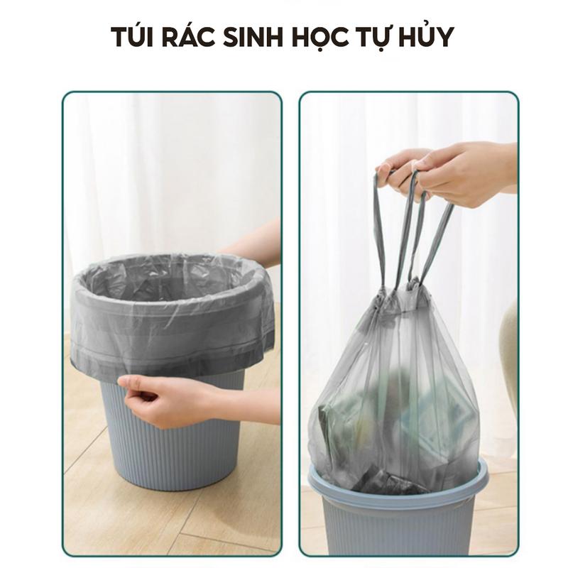 Bịch 3 cuộn 90 Túi Đựng Rác Có Dây Rút - Túi Rác Tự Hủy Sinh - TikTok ...