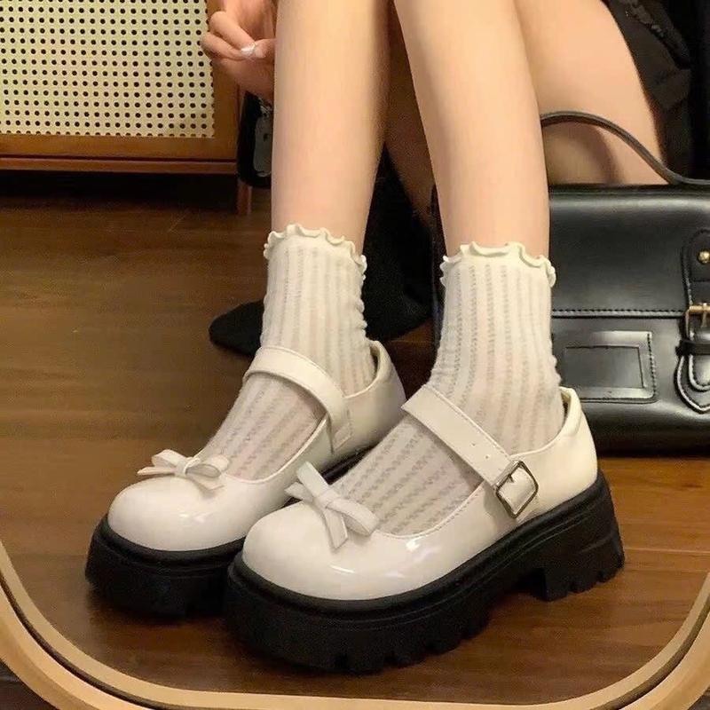 [MUA 1 TẶNG 1] Phom1.5 Giày lolita nơ đế 5cm siêu xinh phong cách nhẹ nhàng tiểu thư G87 - Tặng 1d tất thêu hình ngẫu nhiên