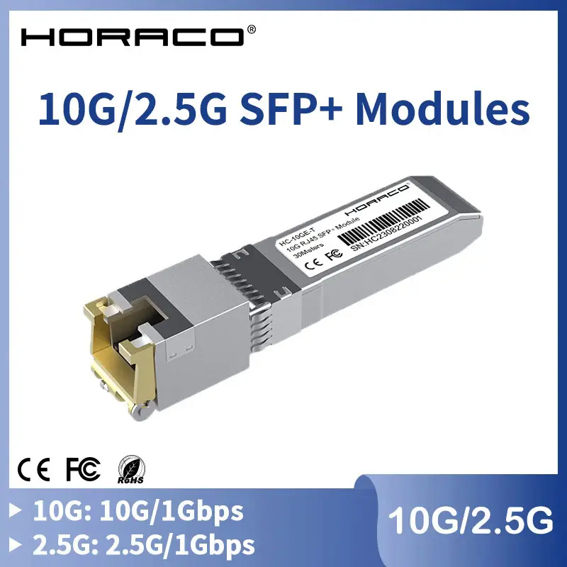 HORACO 10G SFP+ Module 2.5G Copper SFP Modules Optical Port Turn to RJ45 Ethernet Port Gigabit 1000M Transceiver Module
