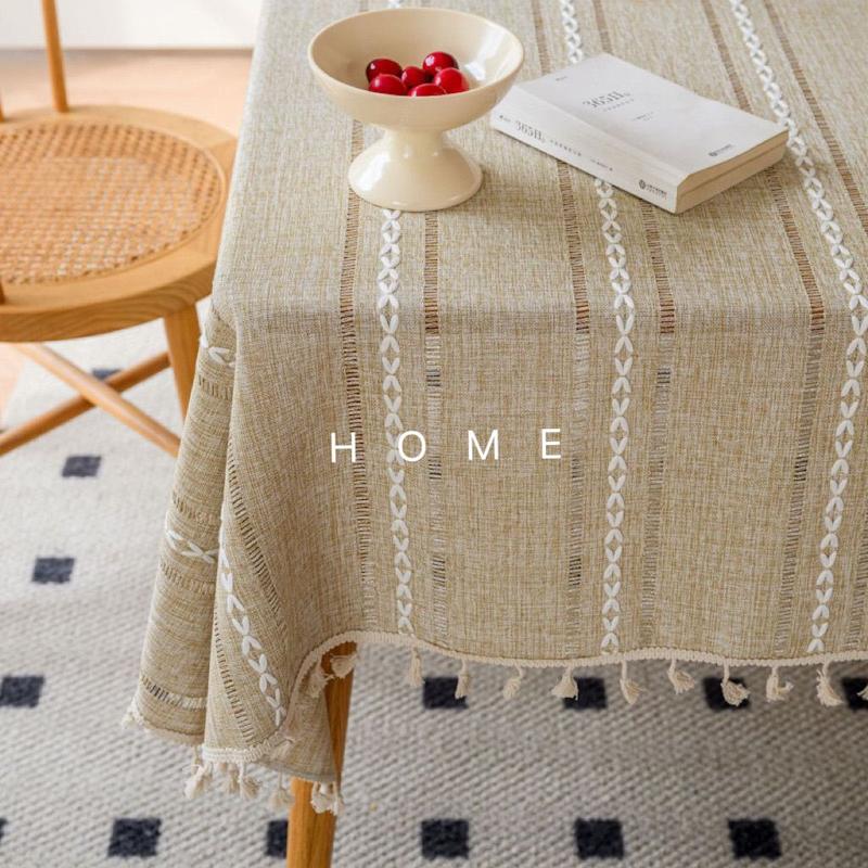 Product Introduction of 2025 Japanese Style Tablecloth Fabric Cotton Linen Rectangular High-end Dining Tablecloth Living Room Coffee Table Cloth Desk Cover Square Tablecloth 0