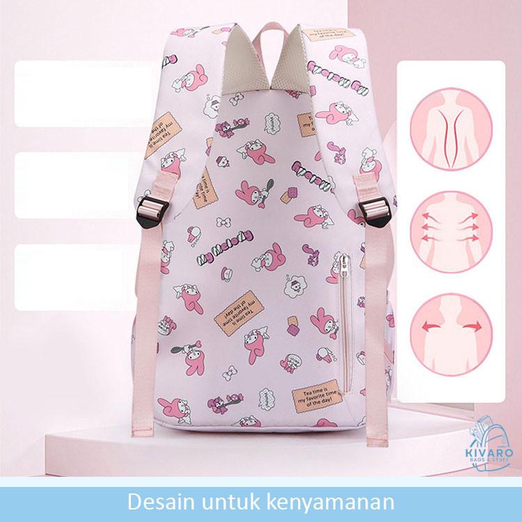 Tas Ransel Sanrio Besar SD SMP SMA Kuromi Pochacco Melody & Hello Kitty | CL08 Kivaro Anak Motif Fashion 9