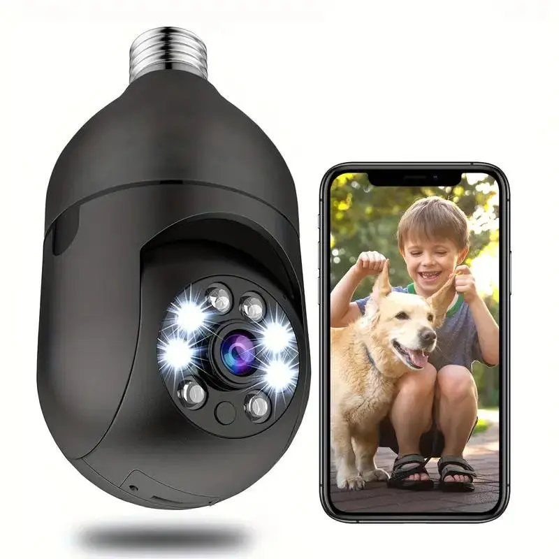 E27 Bulb Shaped Security Camera, 1080P Smart Home Monitoring Camera with Speaker, Pet Monitoring Camera