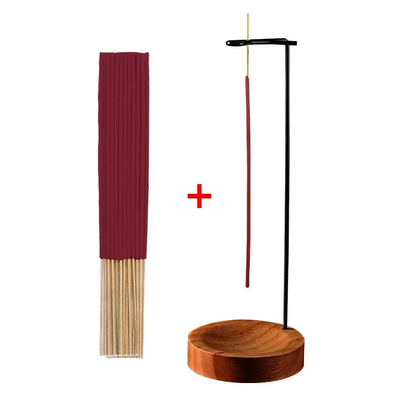 Incense Holder & Incense Stick Set, 1 Set Wooden Base Incense Holder & 20pcs Incense Stick, Home Fragrance for Yoga Meditation Reading Room Decor