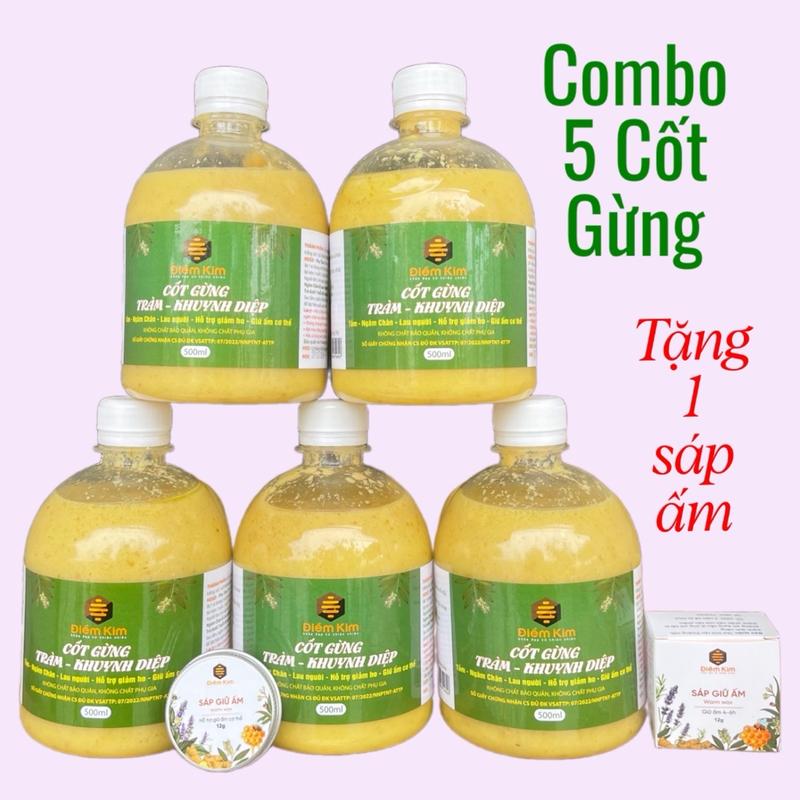 Combo 5 Cốt Gừng Tràm Khuynh Diệp Điềm Kim tặng 1 Sáp Giữ Ấm