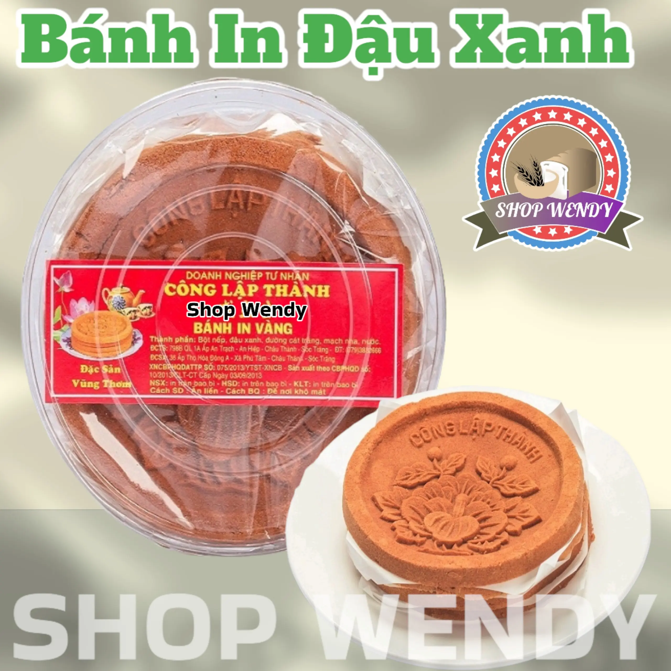 Bánh In Vàng (BÁNH IN ĐẬU XANH) - Đặc Sản Sóc Trăng - Hộp 500Gram Food Thức Ăn Cake