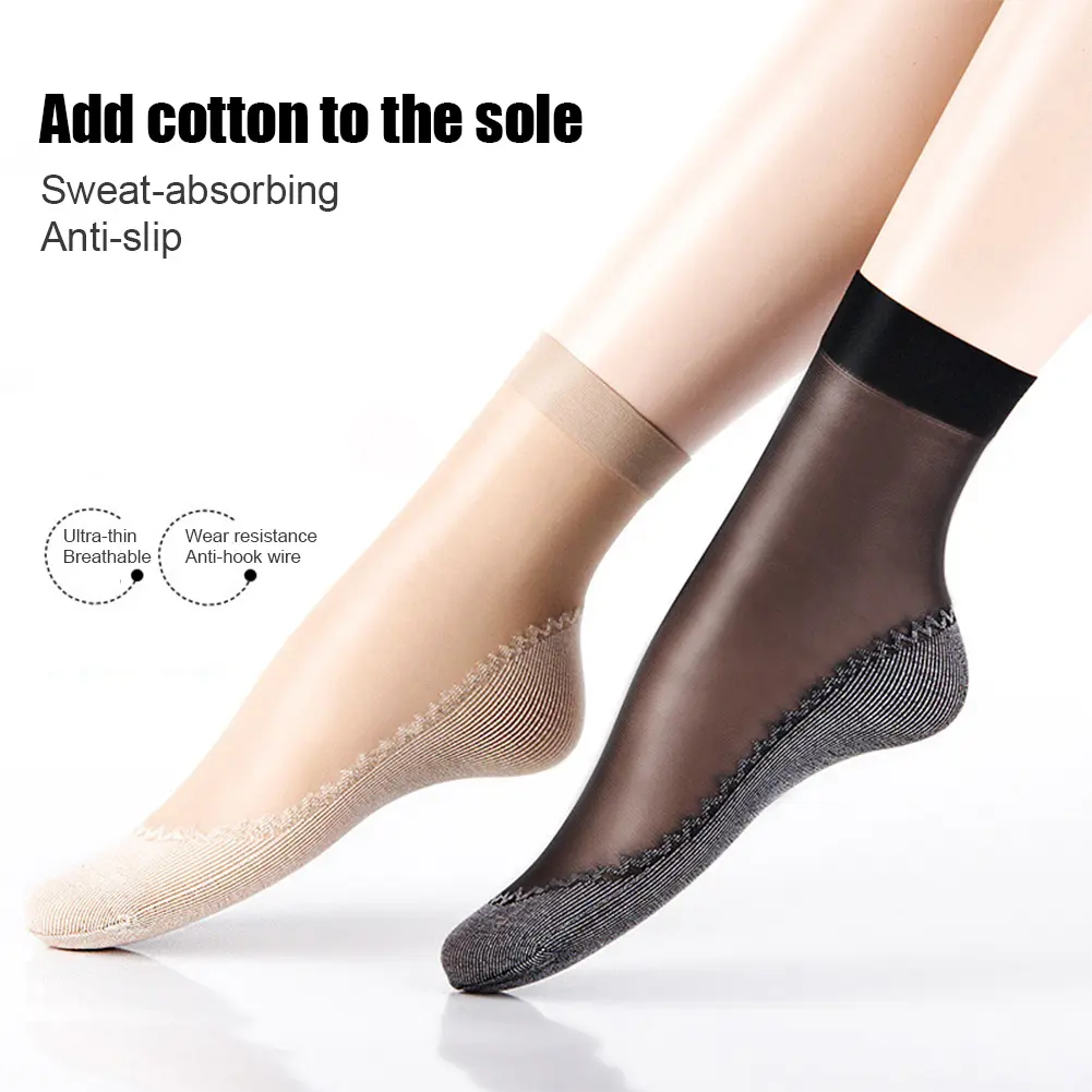 LT Cotton Soled Silk Stockings Sweat-absorbing Anti-skid Anti Snagging Stockings Lightweight Breathable Summer Women Stockings #451349
