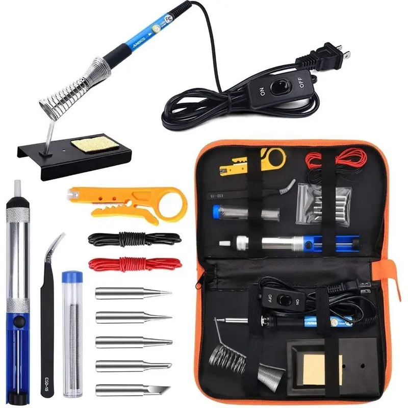 PAKET SOLDER LENGKAP 60 WATT DAN AKSESSORIS CEPAT PANAS SUHU BISA DIATUR Solder Listrik 1 Set 60 Watt Komplit Murah Bagus Berkualitas Cepat Panas Taffware Iron Adjustable Temperature 60W 15pcs 60 Watt 220v Solder Listrik Murah Paket Penyedot Penghisap Tim 1