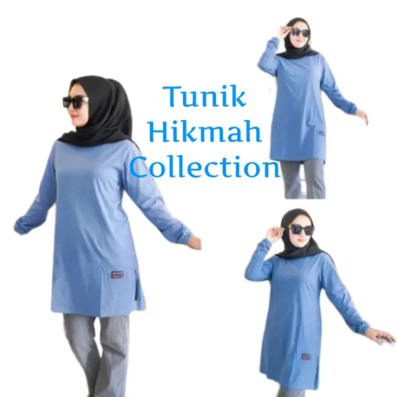 TUNIK POLOS 01 TUNIK JUMBO ATASAN KAOS WANITA LENGAN PANJANG KERUT PAKAI KARET JAHITAN BAWAH BELAH PINGGIR Katun combed dewasa Polos Muslim Oversize Basic Tebal Tebal 1