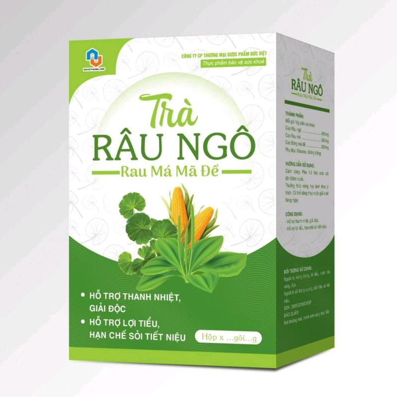 Trà Râu Ngô Rau má Mã Đề Đức Việt Giúp Thanh Nhiệt, Mát Gan, Giải Độc, Lợi Tiểu - Hộp 20 Gói x 10g Tea Chè