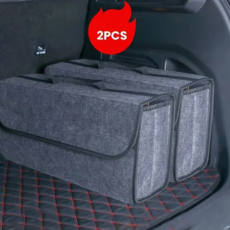 Anti Slip Compartment Boot Storage Organizer Tools Car Storage Bag Car Trunk Organizer Soft Felt Storage Box Car Accessor 7