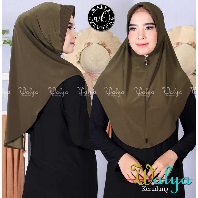 hijab bergok polos oval ukuran L jersey korea walya kerudung Nyaman Instan Hitam Muslim 0
