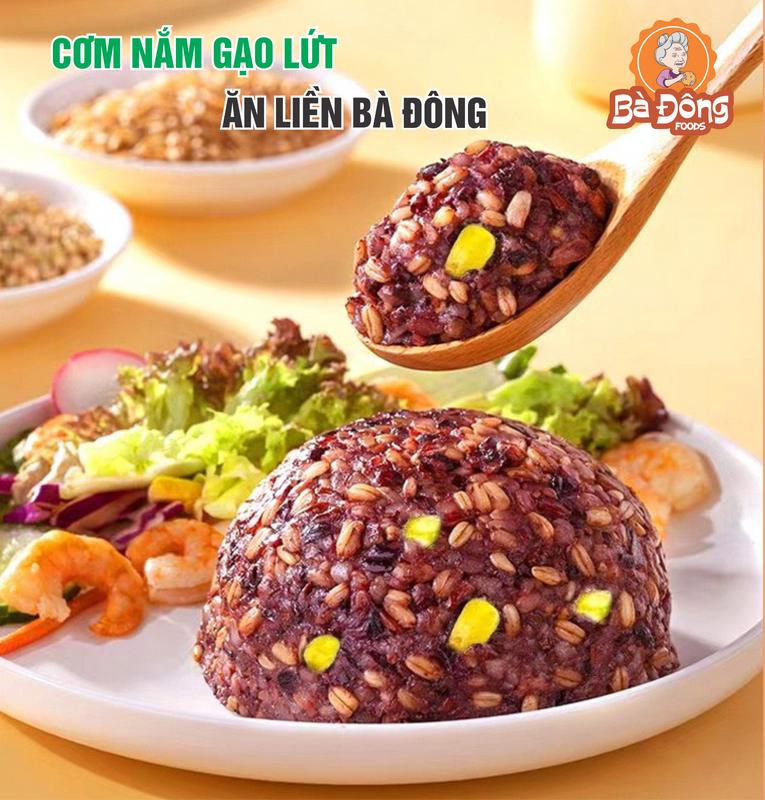 combo 2 Túi Cơm Nắm Gạo Lứt Ngũ Cốc Nguyên Hạt 2 Túi 1400g 14 Nắm - Bà Đông Foods