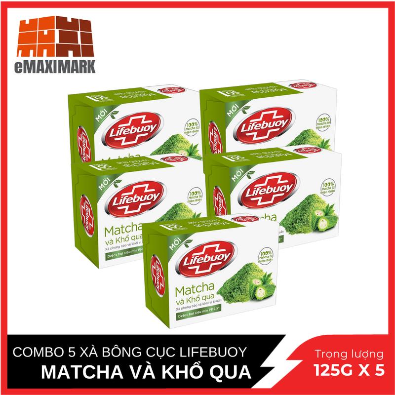  Combo 5 Xà Bông Cục Lifebuoy Bảo Vệ Khỏi Vi Khuẩn Matcha Và Khổ Qua 125G 