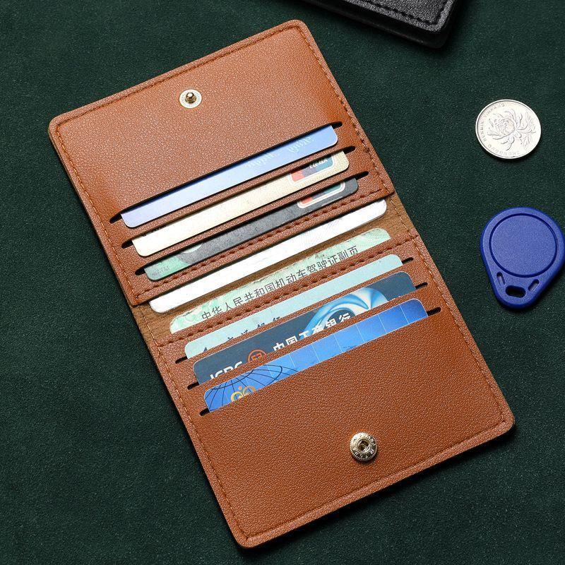 Product Introduction of Card Holder Real Soft Leather Short Small Bank ID Card Holder Driver's License Wallet Simple Light Anti-Degaussing Card Clamp 0