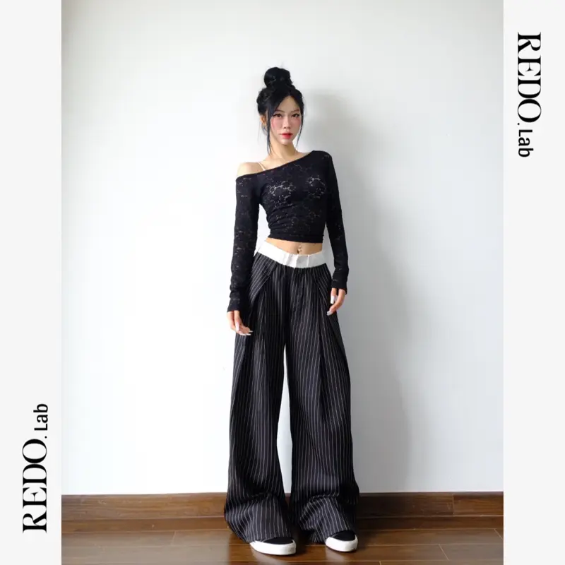 REDO.Lab - QUẦN KẺ SỌC LY CHÉO ĐIỂM NHẤN HAI CẠP