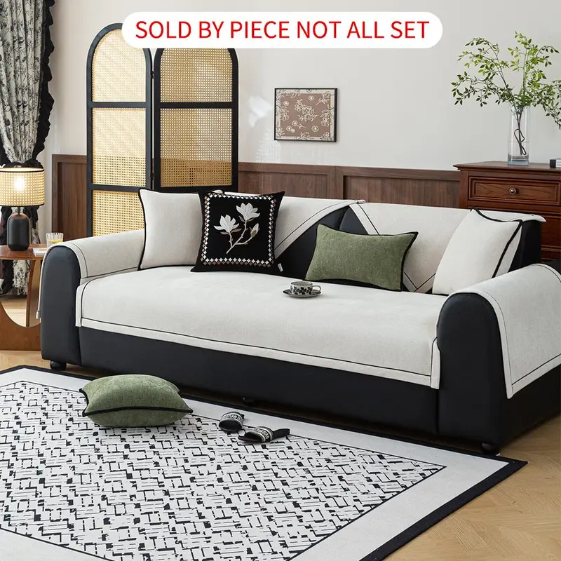 Solid Color Chenille Sofa Cover, 1 Count Non-slip Sofa Slipcover, Dustproof Sofa Protector, Decorative Cover for Home Living Room 6