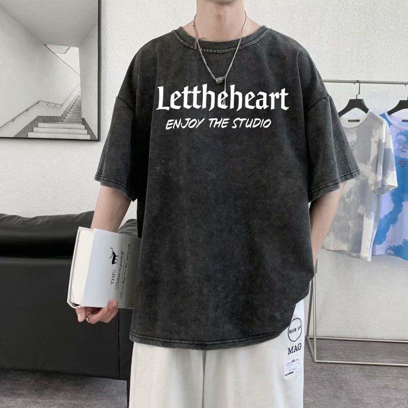 Áo Wash Thun Loang đen Lett / Áo Phông Loang wash 100% cotton Local brand basic form rộng - tay lỡ - unisex. Menswear Cổ Tròn 1