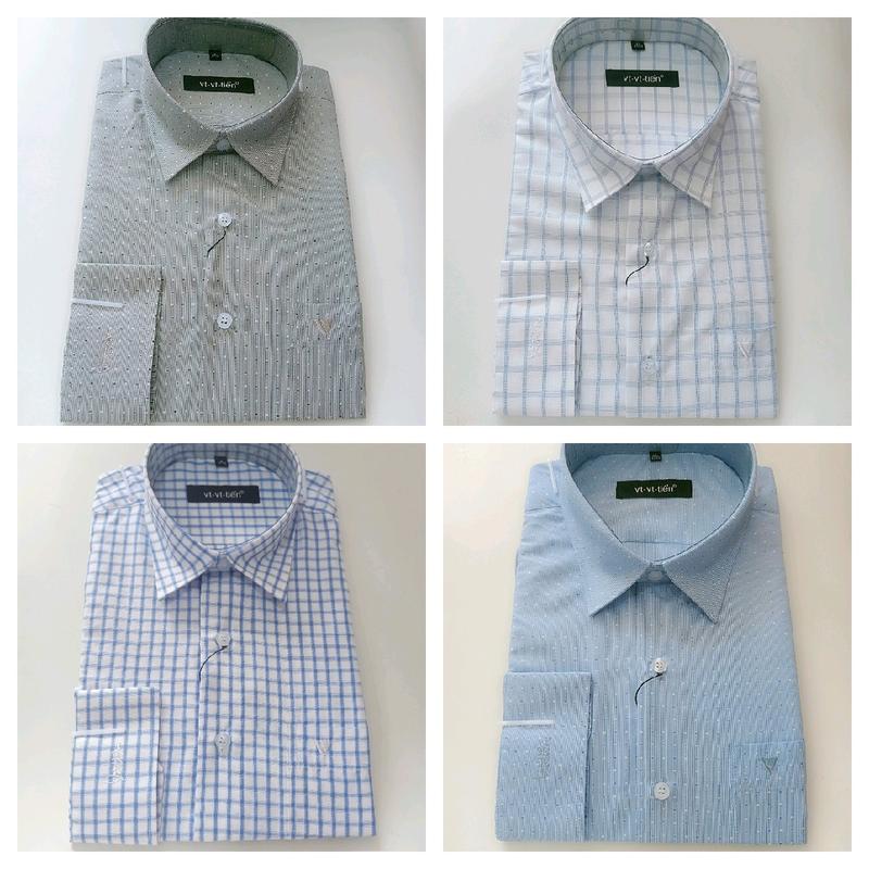 Áo VT-VT-TIỂN Áo sơ mi nam tay dài, vạt bầu, và tay ngắn lai ngang thành phần 65%cotton-35%polyester thành phần nano và tencel,phom xuông REGULAR  Menswear ( sp không phải viettien)