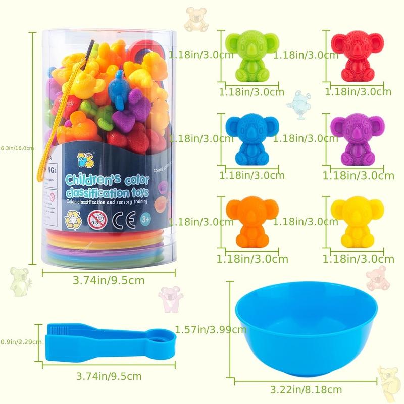 Counting Koala Toys Matching Game with Sorting Bowls, 1 Set Manipulatives Montessori Learning Toys, Color Classification and Sensory Game Set for Kids Play, Christmas Gift 2