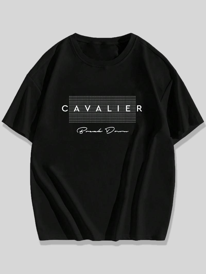 Product Introduction of Plus Size Men's Letter Print Round Neck Tee, Casual Short Sleeve T-shirt for Summer, Men's Plus Size Top for Daily Wear 4