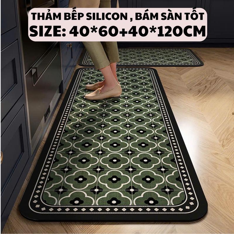 ( SIZE 40*60+40*120CMI)Thảm SILICON đế cao su bám sàn, thảm silicon bếp cao cấp đế cao su silicon dày dặn chống trơn, bám sàn tốt chống trơn trượt, mặt thảm thấm hút nước