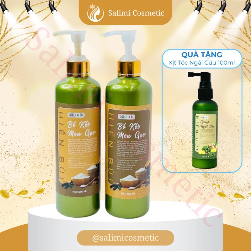 COMBO Dầu Gội - Xả Bồ Kết Men Gạo HIỀN BÙI, Giúp Mái Tóc Suôn Mượt, Chắc Khỏe, Không Lo Gãy Rụng
