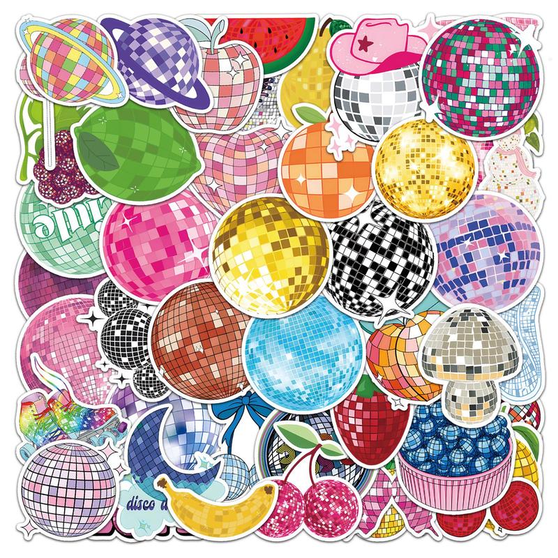 Product Introduction of Disco Ball Pattern Phone Sticker, 50pcs/set Waterproof Self Adhesive Decor Paper, Decor Sticker for Gift Greeting Card Water Bottle Laptop Phone 2