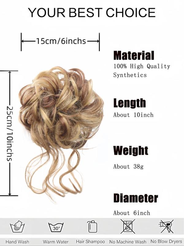 10 Inch Natural Black Short Curly Fluffy Hair Bun Extension for Women, Easy Grasping Clip Curly Synthetic Hairpiece for Daily Use Party, Wigs 8