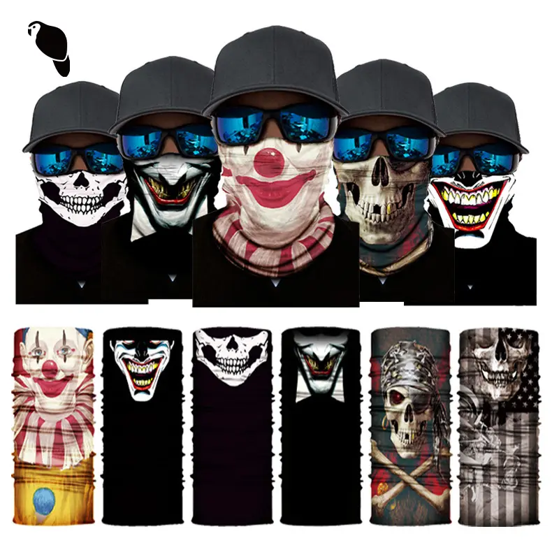 Summer Travel Essential Skull Half Face Series Magic Headscarf Versatile Outdoor Face Towel Cycling Mask Seamless Neck Gaiter for Adults