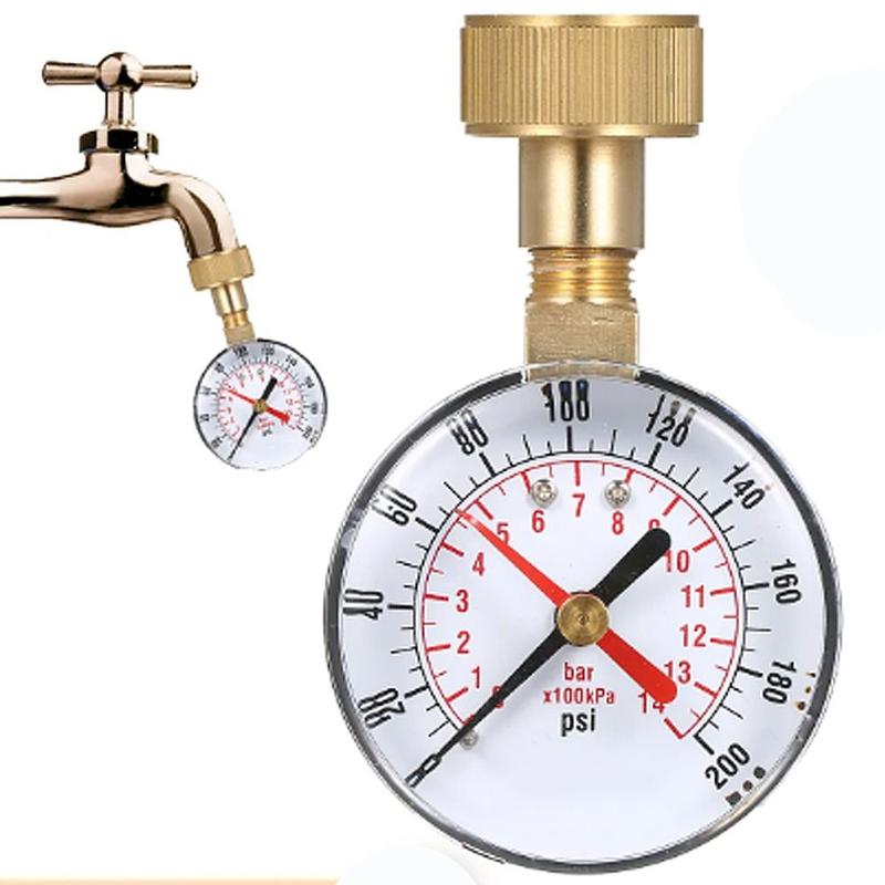 Stainless Steel Case 0-200 Psi Water Pressure Test Gauge 2.5" Dial Size 3/4" Female Thread Digital Display Manometer Dual Scale Dial Gauge House Tube 2