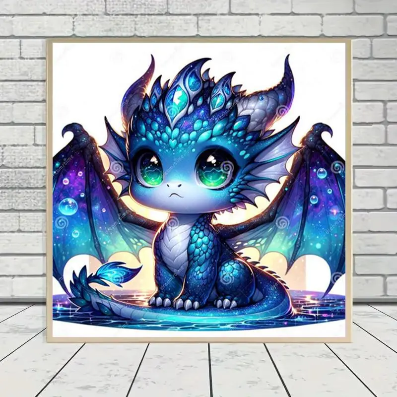 Cute Dragon Design Diamond Arts Colorful Painting Kit without Frame, DIY 5D Diamond Arts Colorful Painting Kit, Wall Art Decor for Home Living Room Bedroom