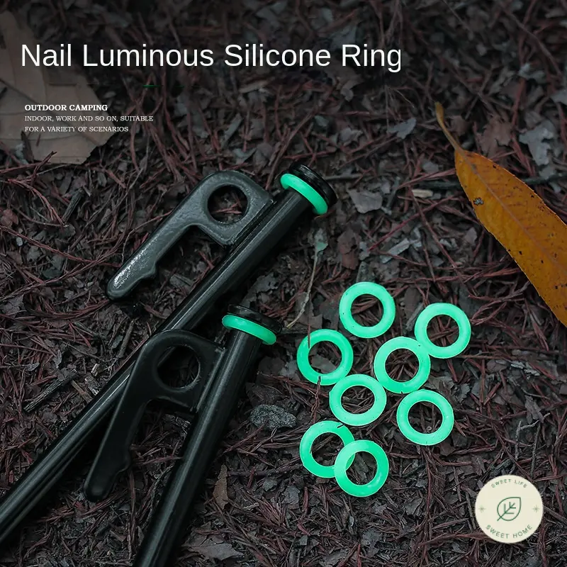 Outdoor Ground Peg Luminous Ring Multi-Functional Silicone Ring O-Shaped Glow Ring Warning Ring Camp Peg Luminous Ring Camping Accessories