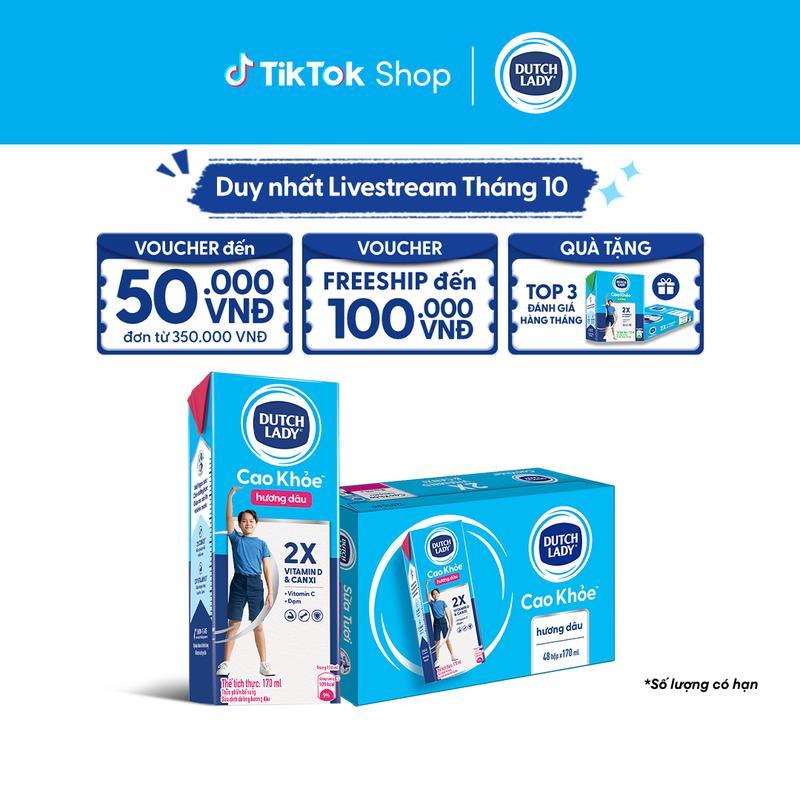 Thùng 48 Hộp Sữa Dutch Lady Cô Gái Hà Lan Cao Khỏe Hương Dâu 170ml (48x170ml)