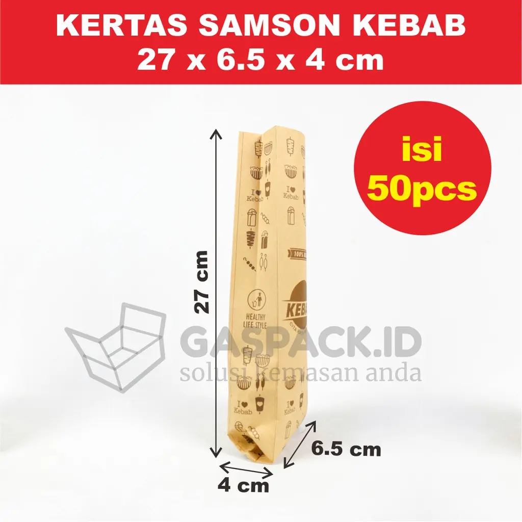 KERTAS BUNGKUS KEBAB KERTAS KEBAB SAMSON KRAFT KEMASAN KEBAB BUNGKUS KEBAB ISI 50PCS