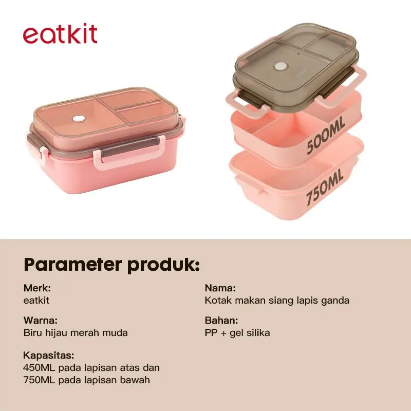 【Medan Ready Stock】Eatkit 3in1 Lunch Box Set | Kotak Makan 2 Tingkat 3 Sekat Anti Tumpah | Lunch Box Susun Free Sendok Garpu Portable | BPA Free【COD】 【Medan Ready Stock】Eatkit 3in1 Lunch Box Set | Kotak Makan 2 Tingkat 3 Sekat Anti Tumpah | Lunch Box Susun Free Sendok Garpu Portable | BPA Free【COD】