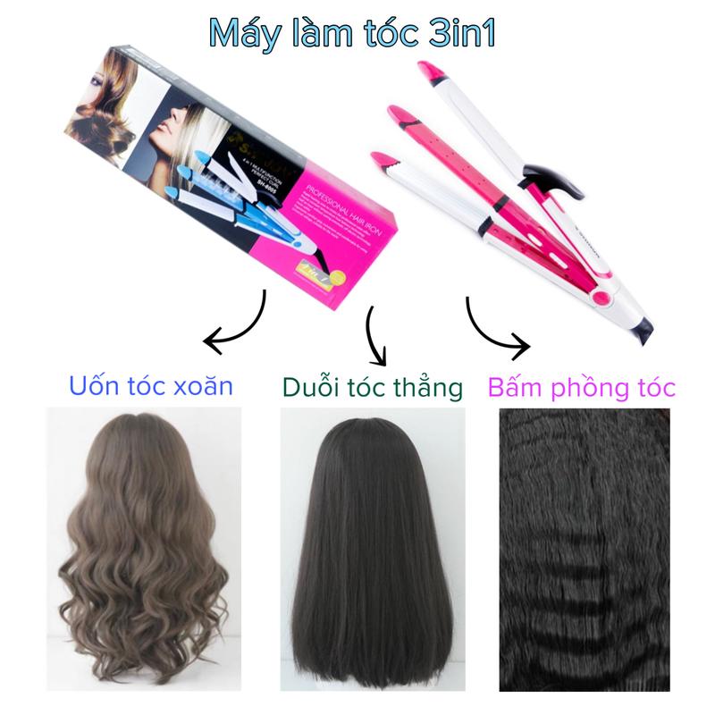 Máy Làm Tóc 3in1 Uốn+Duỗi+Bấm Phồng Tóc