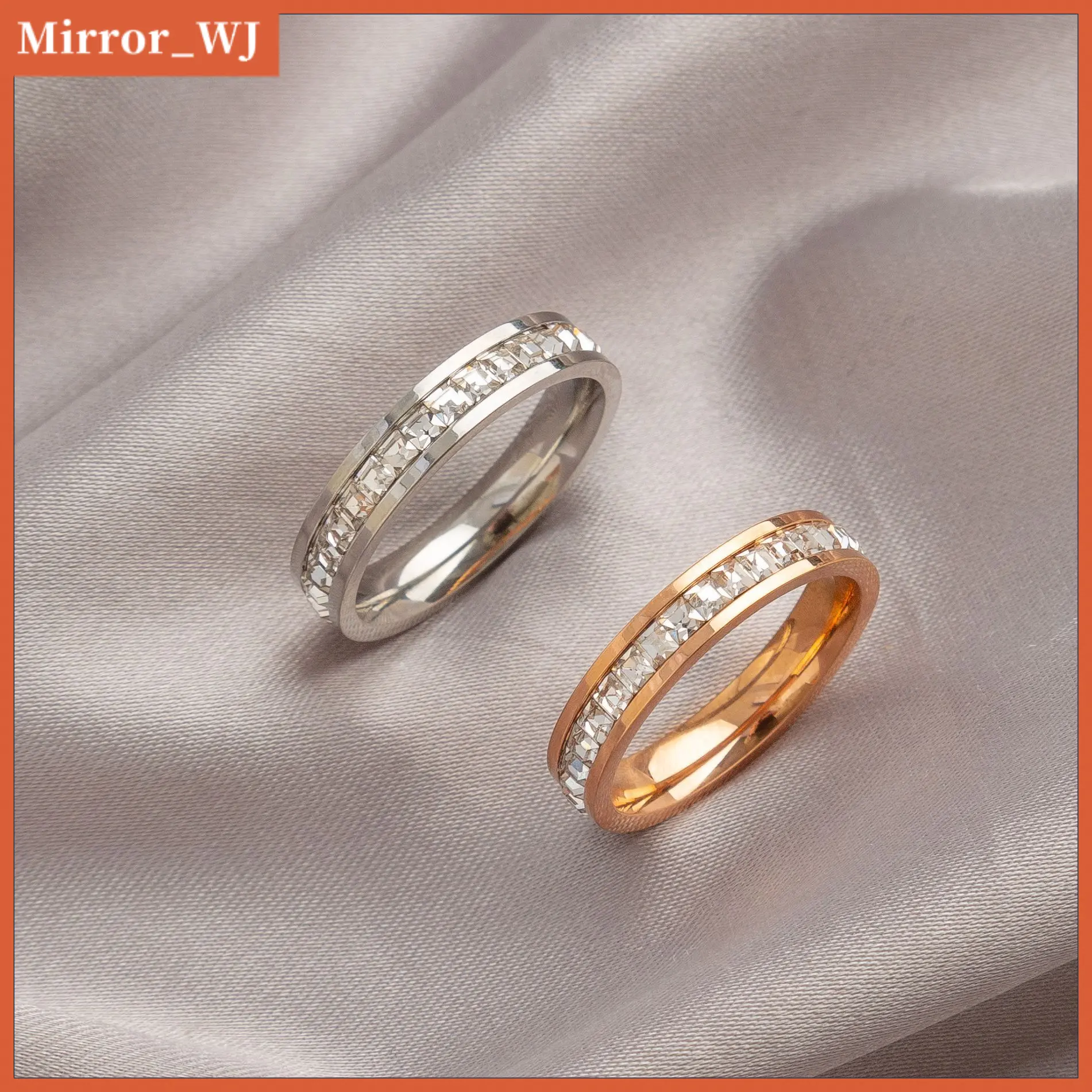 Gold-Plated Non-Fading Luxurious High-End Titanium Steel Full Diamond Ring for Women, Non-Fading Fashionable Versatile Index Finger Ring, Niche Design Couple Rings