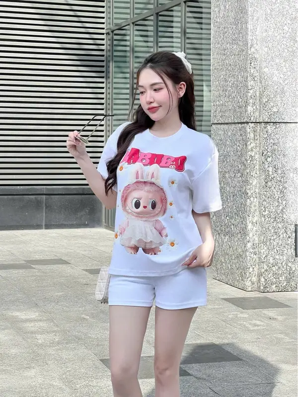 Set Đồ Nữ, Đồ bộ Đùi Vải Thun Cotton Co Giãn In Hình Dễ Thương Form 40-60kg - Đồ Bộ Lụa Mơ LM90 Top Thun Women 2