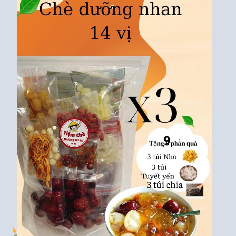 COMBO 3 SET CHÈ DƯỠNG NHAN 14 Vị + TẶNG 9 Quà TUYẾT YẾN +NHO KHÔ + HẠT CHIA CÔBA FOOD Nước Trà Tea