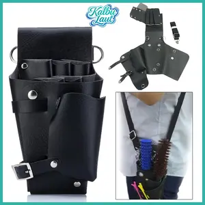 Tas Penyimpanan Peralatan Barbershop Adjustable Kapasitas Besar Kulit Hitam Untuk Gunting Perkakas