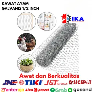 Kawat Ayam Kandang Taman Galvanis Hexagonal Chicken Wire Mess 1/2inch Kawat Ayam Galvanized / Chicken Wire Mesh 1/2" Panjang 7,5 M Untuk Kandang Ternak Harga 1 Roll / kawat ram ayakan kandang burung hewan binatang termurah